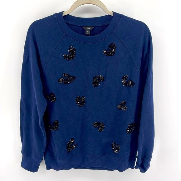 J. Crew embellished beaded sequin crewneck pullover sweatshirt sz S - Picture 1 of 5